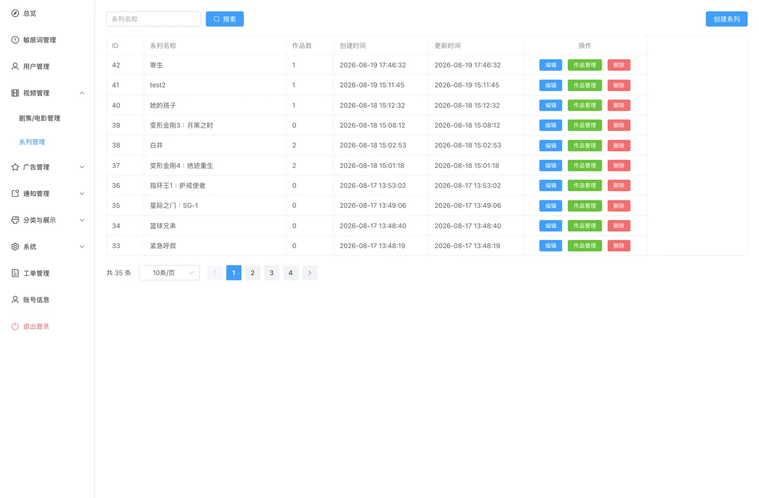 系列列表